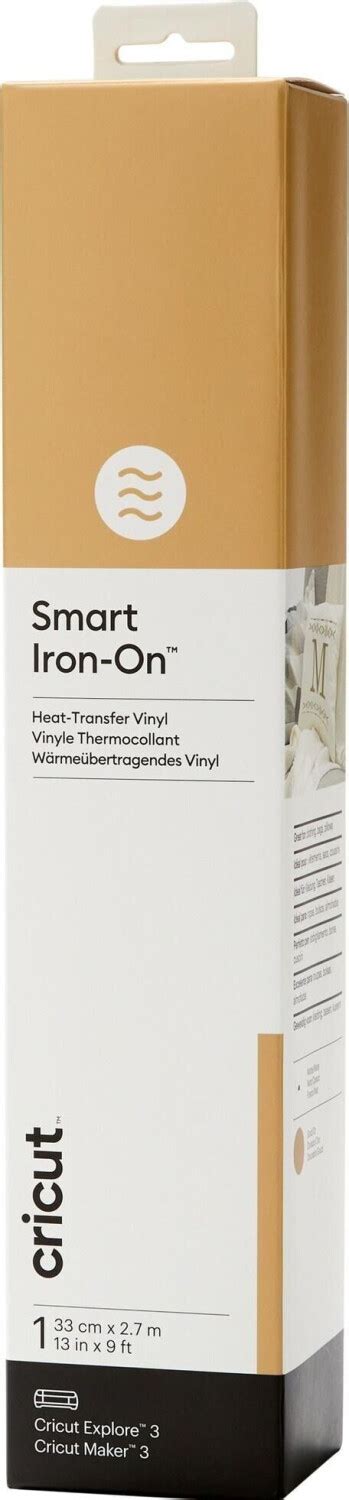 2008685 - Cricut Smart Iron On Gold XL; 1 roll 33 cm x 2.7 m (13 in x 9 ft); Works without a cutting mat – just load & go!; Outlasts 50+ washes!; Cuts beautifully and weeds easily; For Cricut Explore™ 3 & Cricut Maker™ 3